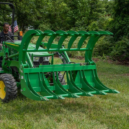 Titan Attachments 72" HD Root Grapple Rake Attachment, Fits John Deere Hook & Pin Tractors, Twin