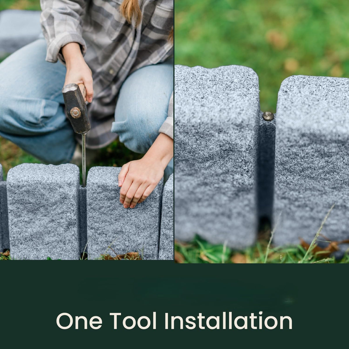 Beuta Landscape Edging | Garden Edging Border | Faux Stone Block XL for Lawn Edging, Flower Beds &