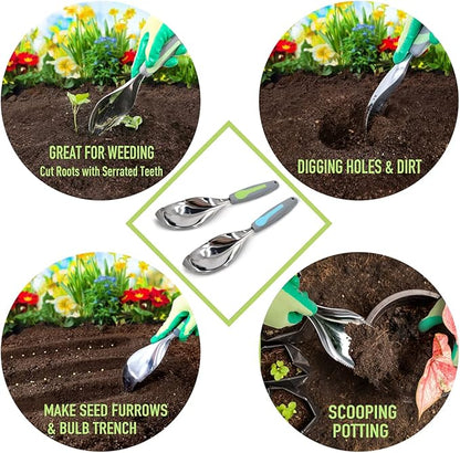 Jardineer 2Pack Garden Trowel, Stainless Steel Hand Shovel with Ergonomic Handle, Multi-Use Soil