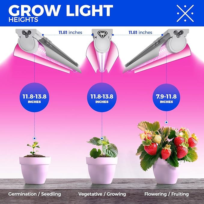Barrina LED Grow Light, 252W(6 x 42W) 4ft T8, Full Spectrum, V-Shape with Reflector, Linkable