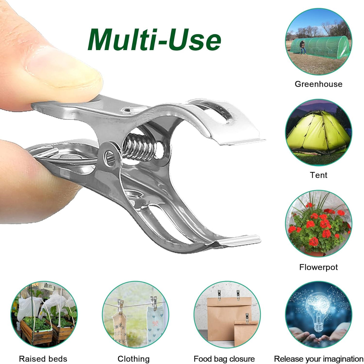 20 Pcs 2.3inch Pvc Clamps, Gardening Clips for Netting, Greenhouse Clamps Made of Stainless Steel