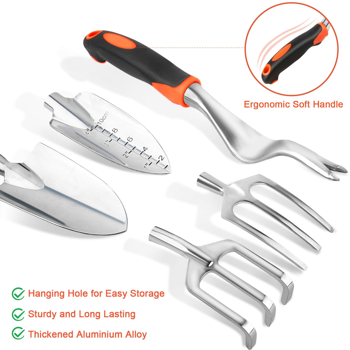 Garden Tools Set, 8 Piece Gardening Tools Set with Non Slip Ergonomic Handle, Heavy Duty Garden