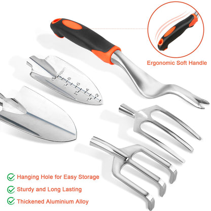 Garden Tools Set, 8 Piece Gardening Tools Set with Non Slip Ergonomic Handle, Heavy Duty Garden