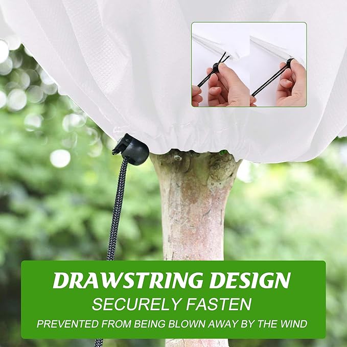 Alpurple 4 Packs Winter Drawstring Plant Covers-23.6 x 31.5 Inch Warm Plant Protection Cover Bags