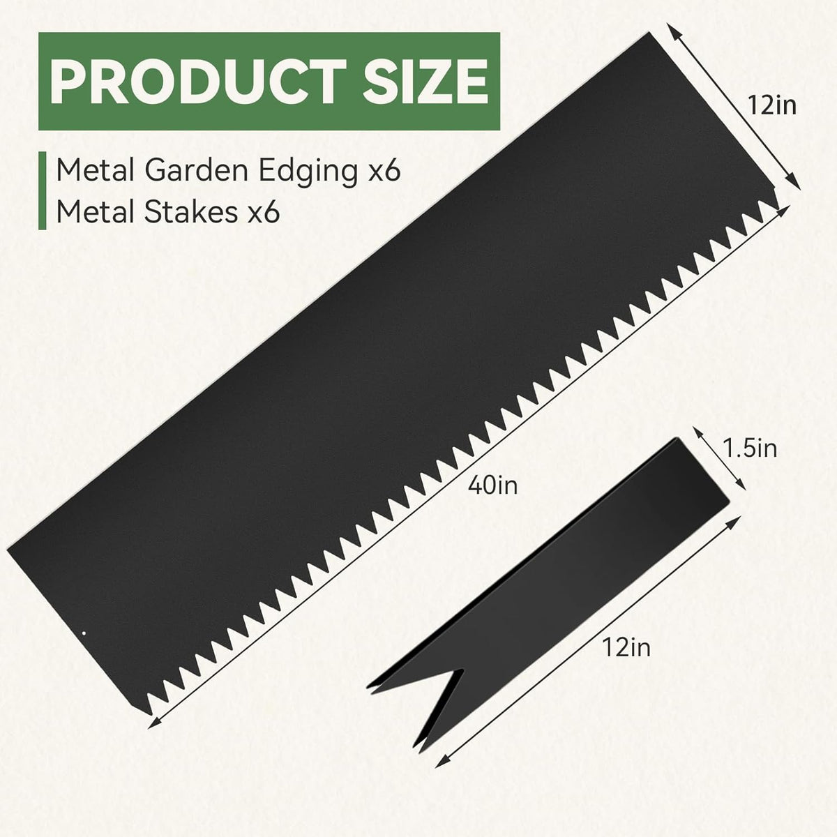 Landscape Edging Kit, 6PCS 40" L x 12.5" H Galvanized Bendable Metal Garden Edging for Lawn Yard