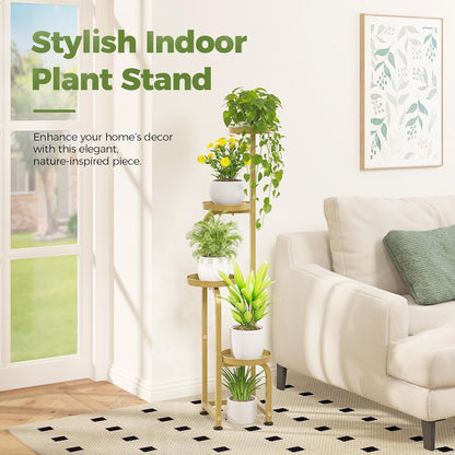 Bamworld Corner Plant Stand Indoor Outdoor, Tall Metal Flower Pot Stands for Multiple Plants, 4