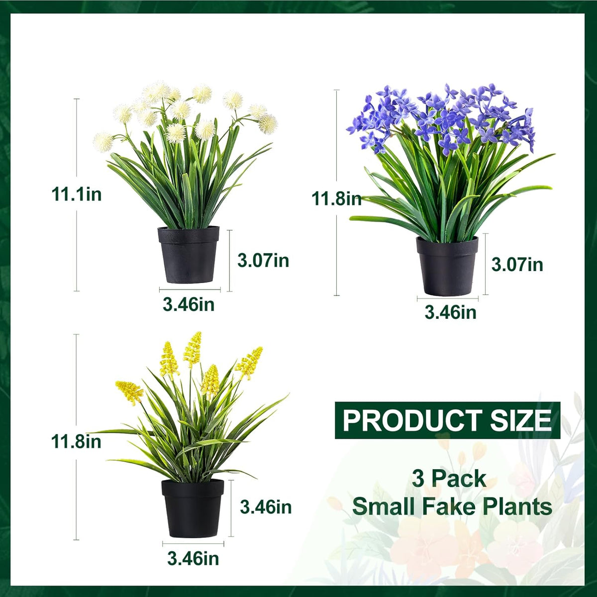 3 Pack Fake Small Plant Artificial Potted Flowers for Home Decor Fake Flower Plant Greenery Mini