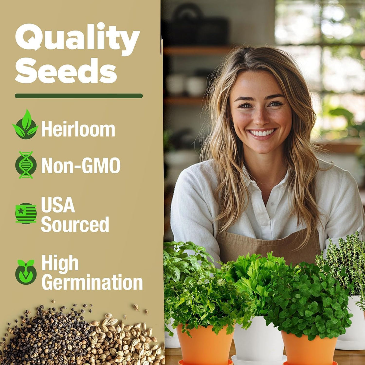 HOME GROWN 𝗣𝗥𝗘𝗠𝗜𝗨𝗠 𝗛𝗘𝗥𝗕 𝗞𝗜𝗧 8 Herb Seeds Garden Kit, Complete Indoor Planter Gift