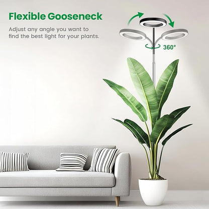 Garpsen Grow Light, Full Spectrum Plant Lights for Indoor Growing with Gooseneck (No Base), 3