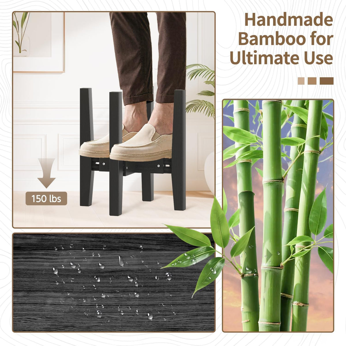 LASZOLA Bamboo Adjustable Plant Stand for Single Large Indoor Planters, Heavy Duty Floor Fern