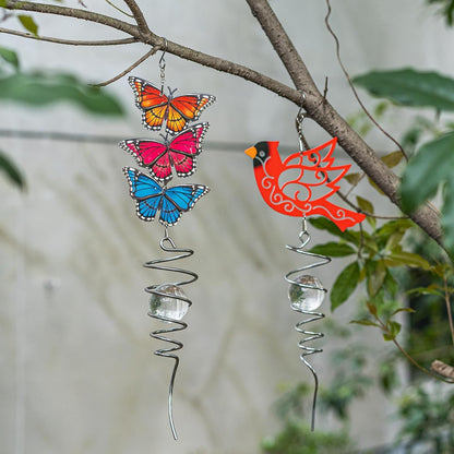 Topadorn 18" Cardinal Metal Wind Spinner - Outdoor Hanging Garden Decor for Yard & Patio