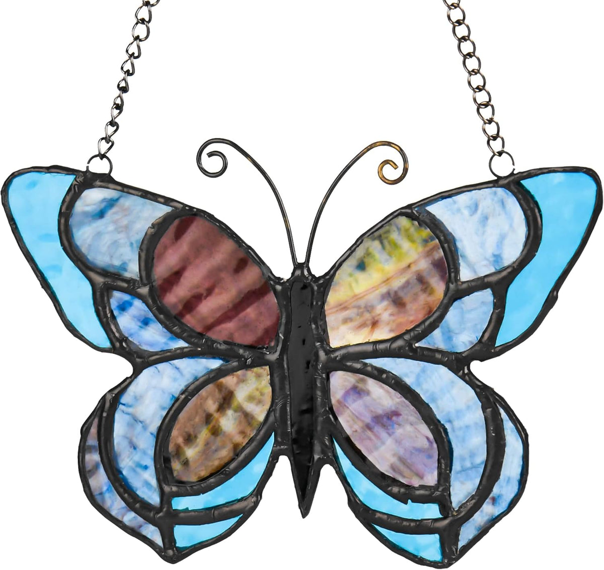 Blue Butterfly Suncatcher for Window Stained Glass Window Hanging Butterfly Gift for Mom, Women