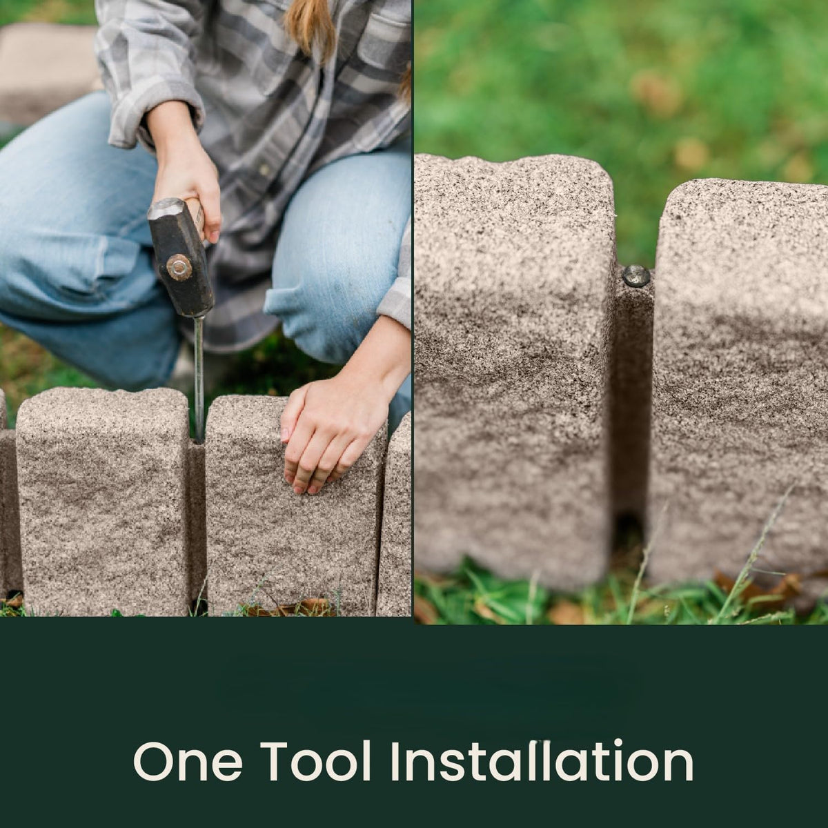 Beuta Landscape Edging | Garden Edging Border | Faux Stone Block XL for Lawn Edging, Flower Beds &