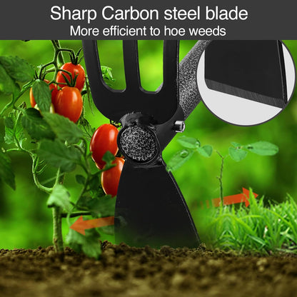 Hoe and Cultivator Gardening Hand Tools, Heavy Duty Stainless Steel Garden Hoe and 3 Fork Hand