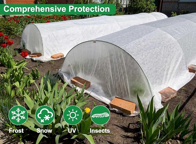 KLEWEE Plant Covers Freeze Protection 10 x 50 Ft, 1.05 oz/yd² Thicker Frost Cloth Plant Freeze