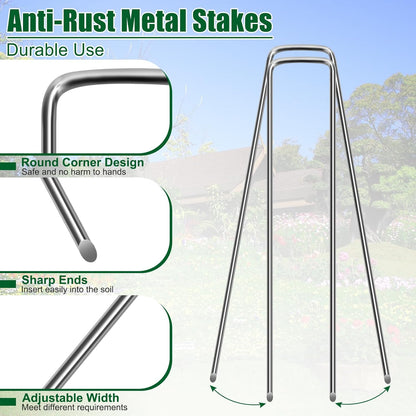 12 Inch 11 Gauge Galvanized Landscape Staples Stakes for Decoration, 25/100/200pcs Garden Metal