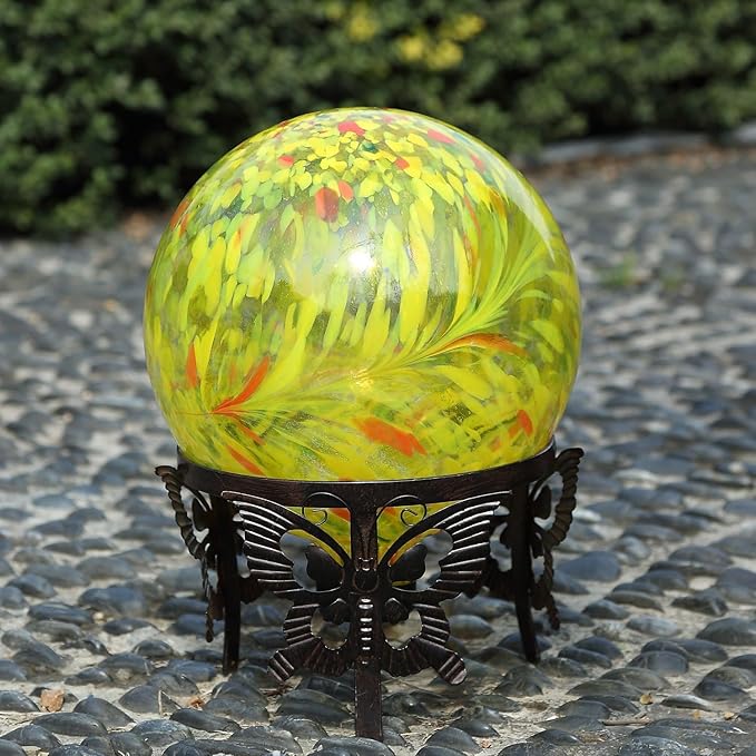 Gazing Ball 10 inch Colorful Glass Gazing Ball for Garden Decor, Indoor Outdoor Glass Gazing Globe