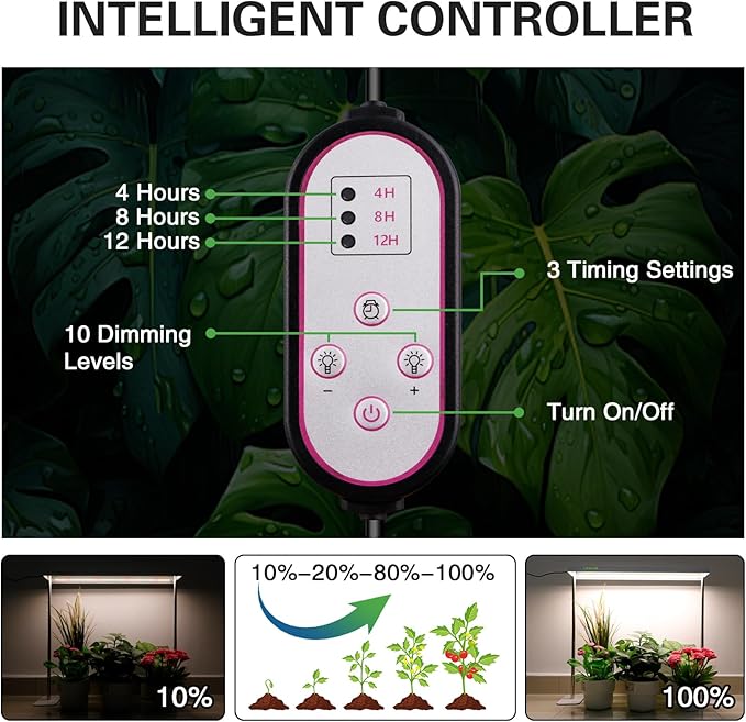 LED Grow Lights for Seed Starting with Stand, 2ft 60W Full Spectrum Seedling Lights Grow Lights for