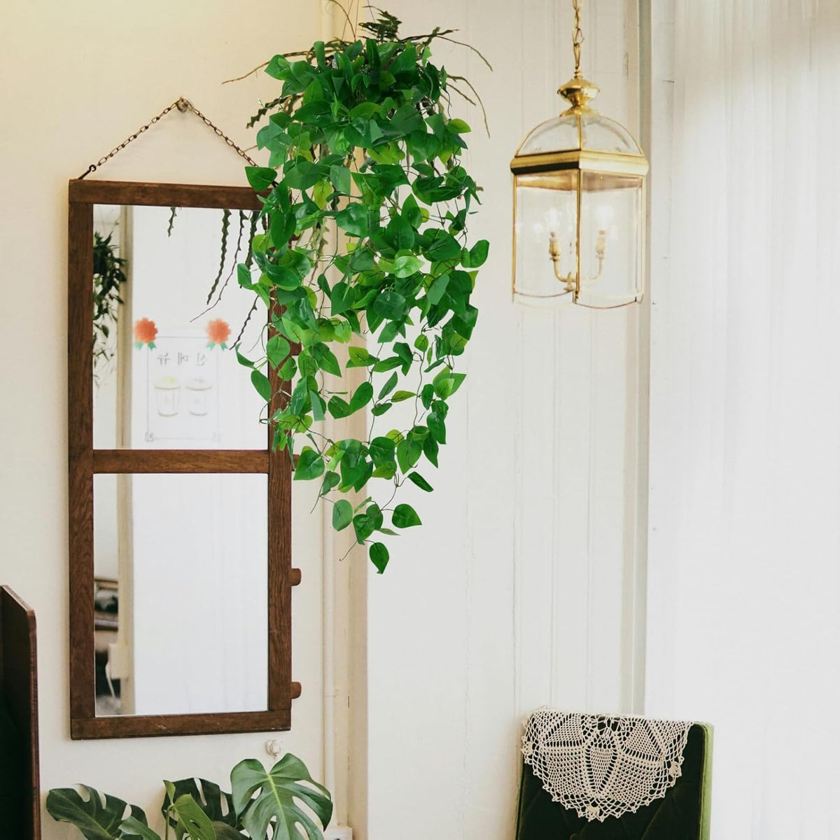 Fake Hanging Plants for Room Decor, Artificial Ivy vines Greenery Leaves Garlands for Home