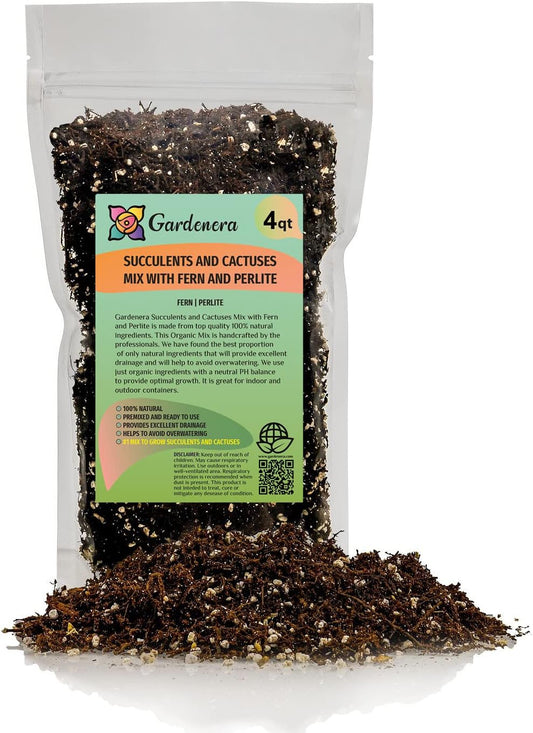Gardenera Premium Organic Potting Soil, Succulent & Cactus Soil Mix, Fast Draining Pre-Mixed Blend