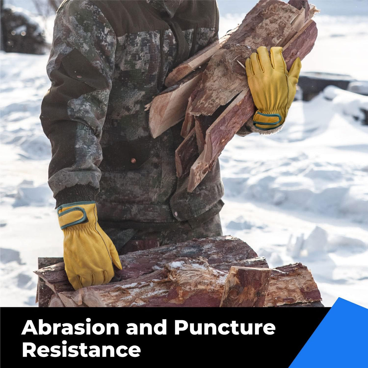 2 Pairs Winter Leather Work Gloves, Warm 3M Thinsulate Lining for Cold Weather Work, 100% Full