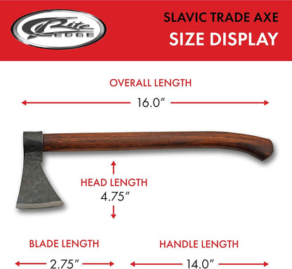 SZCO Supplies 16" Viking Style Hand-Forged Axe - Carbon Steel Blade with Wooden Handle, Medieval