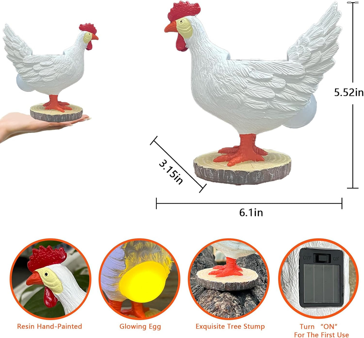 Solar Garden Statues Outdoor Decor - Miniature Chicken Egg Lamp Figurine Thanksgiving Decorations