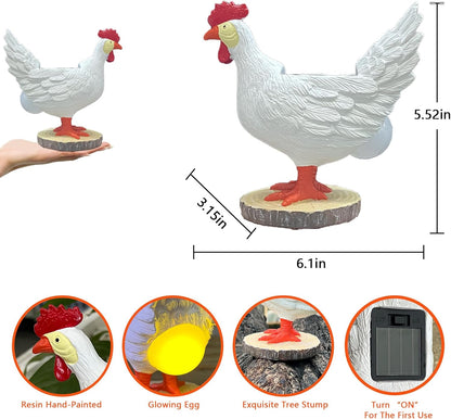 Solar Garden Statues Outdoor Decor - Miniature Chicken Egg Lamp Figurine Thanksgiving Decorations