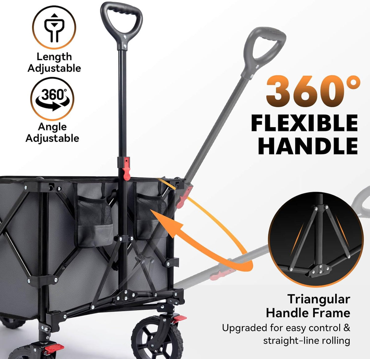 Hikenture Collapsible Wagon - 330LBS Capacity, Extra Large Foldable Wagon with All-Terrain Wheels