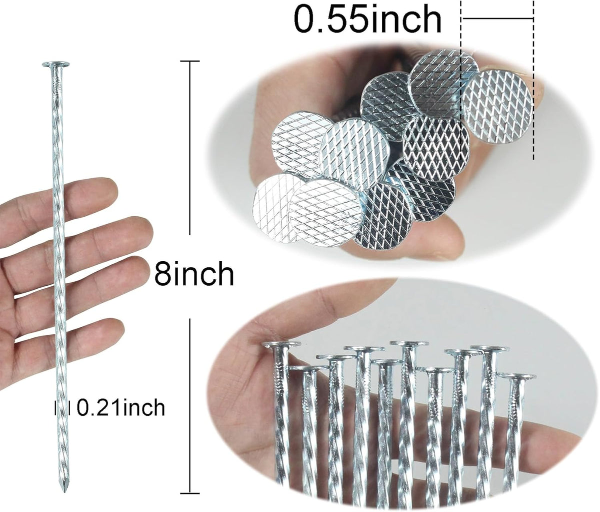 8 Inch Galvanized Spiral Landscape Spikes, Solid Metal Garden Stakes Edging Anchoring for Paver
