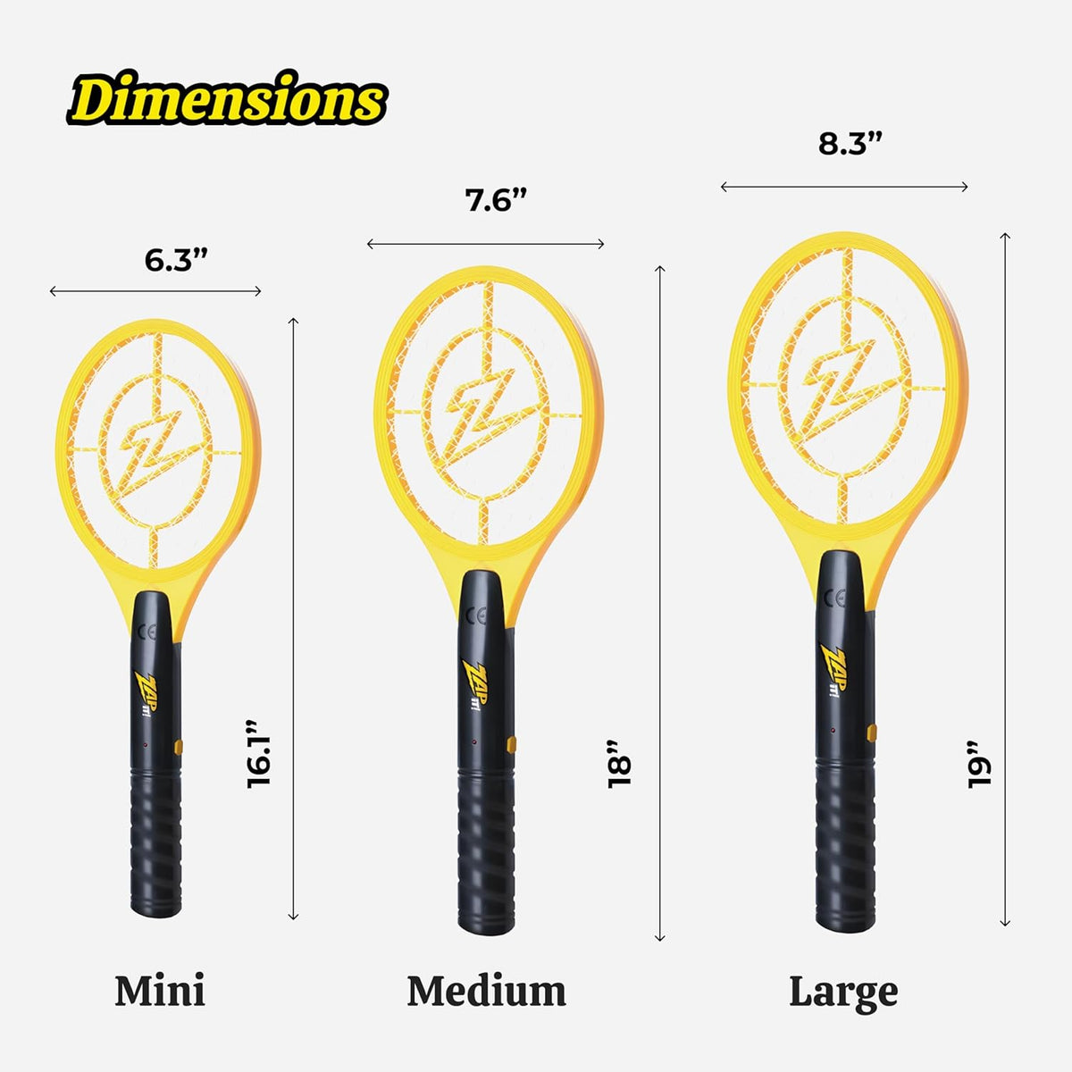 ZAP IT! Electric Fly Swatter Racket - 3,500 Volt Bug Zapper Racket - Battery-Powered Fly Zapper and