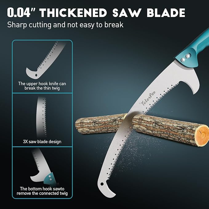 Multi-Purpose Handheld Pruning Saw - 16-Inch Blade, Compatible with Standard US Acme Thread Poles