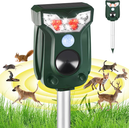 2 Pack Cat Repellent Outdoor Solar Ultrasonic Animal Repeller- Motion Activated Pest Deterrent