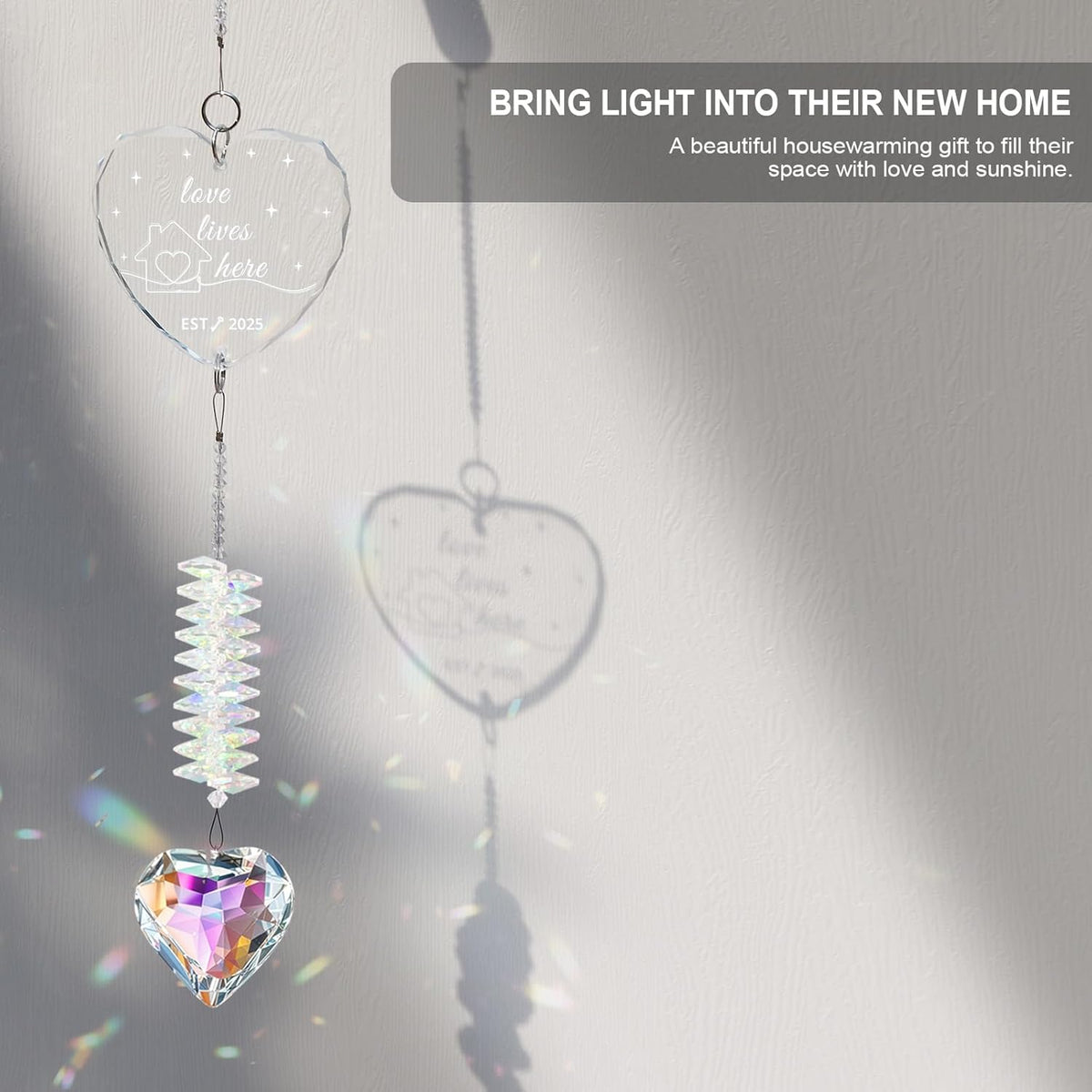 Housewarming Gift – Crystal Suncatcher New Home Ornament 2025 – First Home Gift for Couple, Window