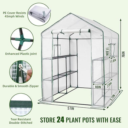Greengro Greenhouse, 57 x 57 x 76'' Greenhouses for Outdoors, Portable Greenhouse Kit with Mesh