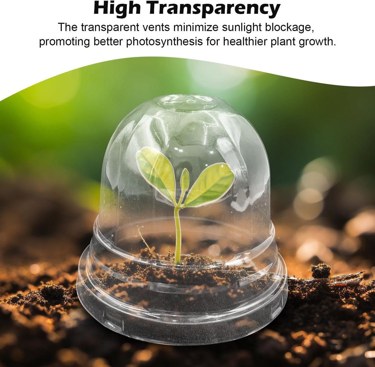 Humidity Domes for 4 Inch Pots, 100 Pack Transparent Plant Dome Covers with Ventilation, Clear
