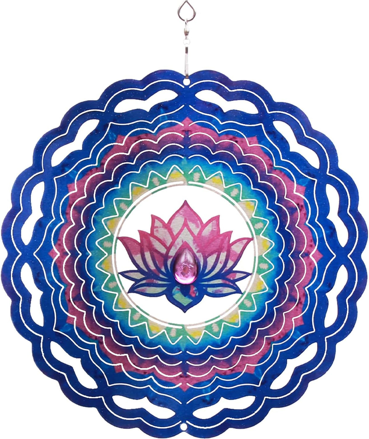 SPRING SONG Mandala Lotus Kinetic Wind Spinner for Yard and Garden Stainless Steel Spinner Indoor