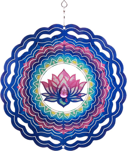 SPRING SONG Mandala Lotus Kinetic Wind Spinner for Yard and Garden Stainless Steel Spinner Indoor
