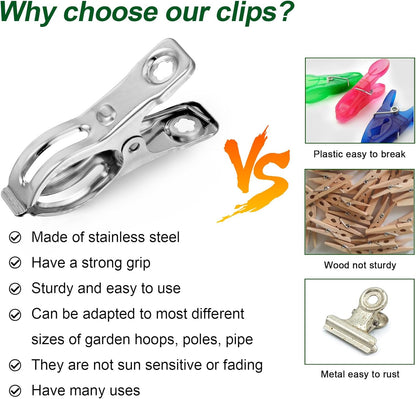 20 Pcs 2.3inch Pvc Clamps, Gardening Clips for Netting, Greenhouse Clamps Made of Stainless Steel