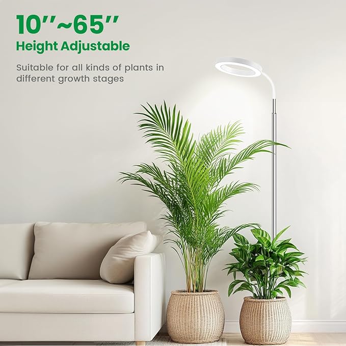 Garpsen Plant Light, 80 LEDs Full Spectrum Grow Lights for Indoor Plants with 360° Gooseneck