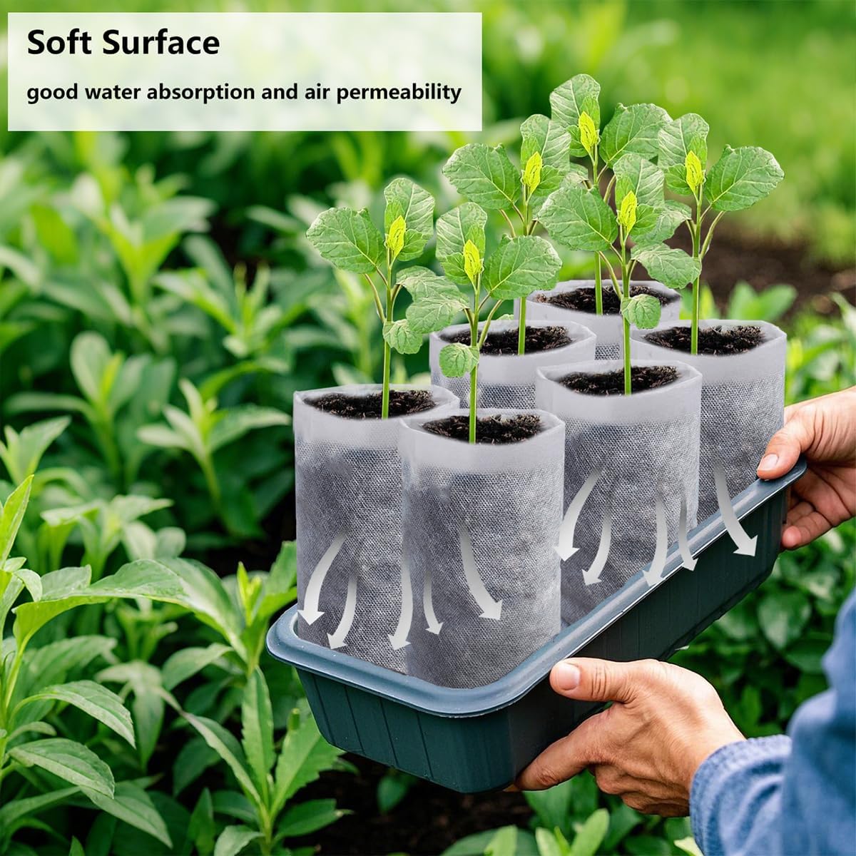 Belit 100 Pcs 10.2" H Deep Nursery Grow Bags, Non-Woven Plants Pots Container for Starting Rooted