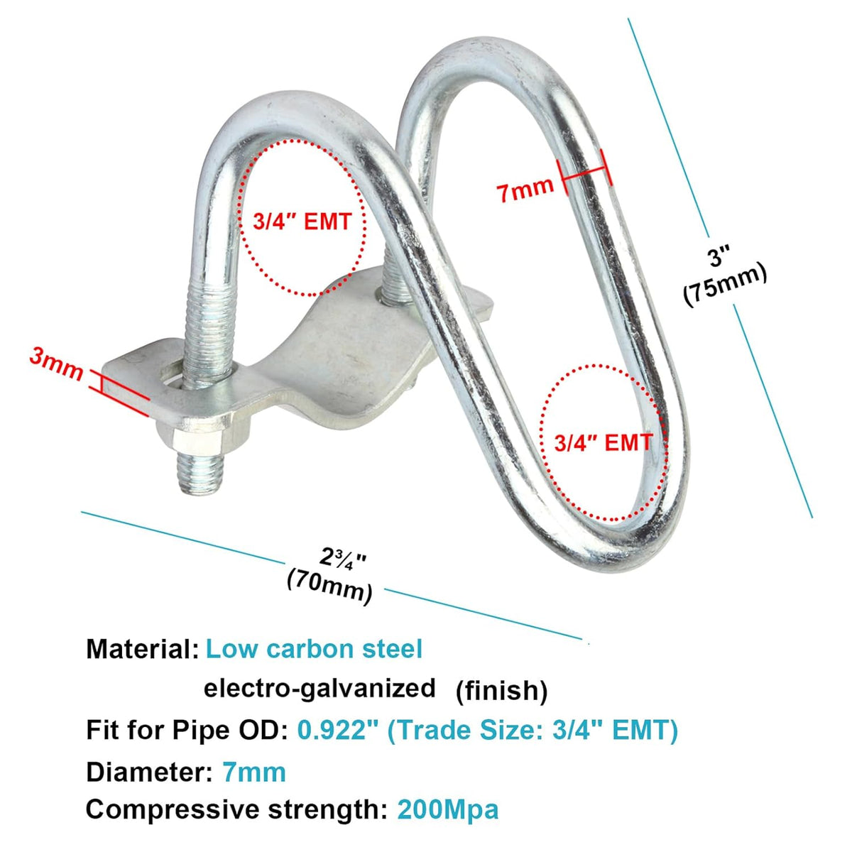 20 PCS Conduit Cross-Connector Vertical Pipe Clip for 3/4" EMT Electrical Pipe(OD 0.922"), Also