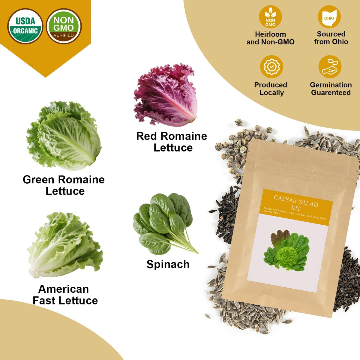 Caesar Salad Seed Pod Kit for AeroGarden, idoo, Ahopegarden, MUFGA with Green Romaine Lettuce, Red