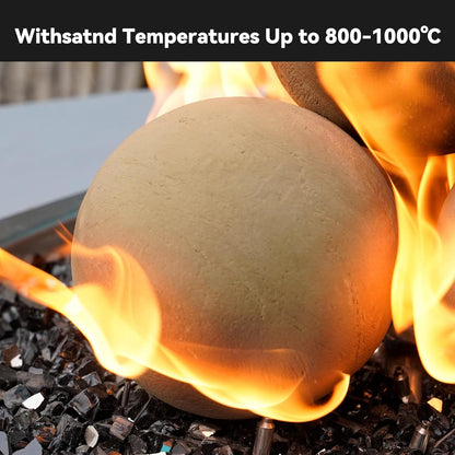 Skyflame 6" Ceramic Fireplace Balls, Beige Round Fire Stones Reusable Fire Pit Balls for Indoor and