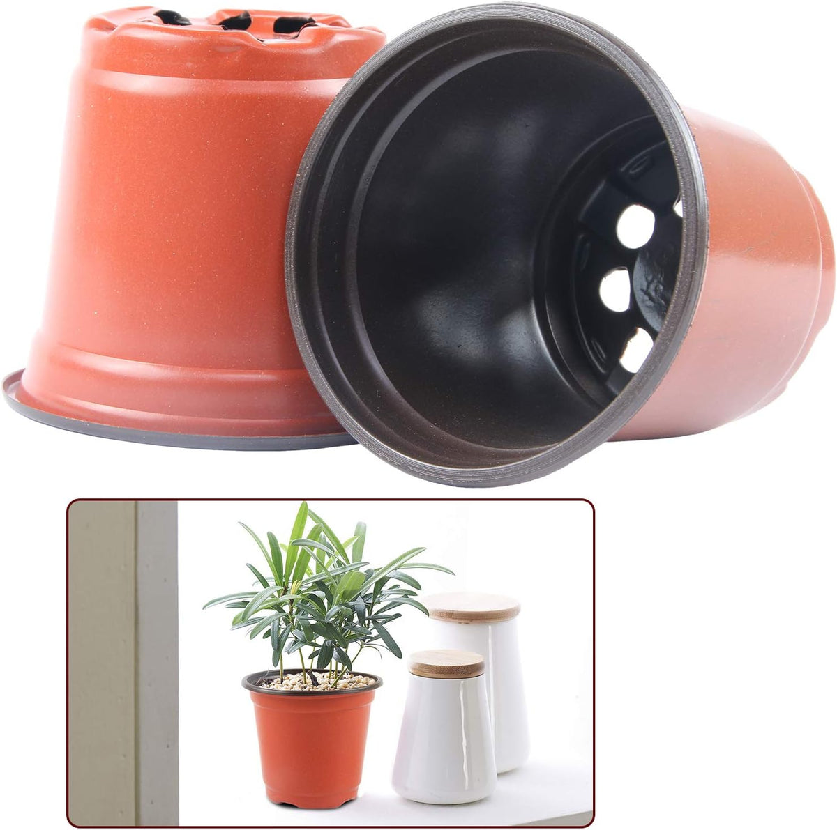 Augshy 150 Pcs 4" Plastic Plants Nursery Pot, Seed Starting Pots for Succulent Seedling Cutting