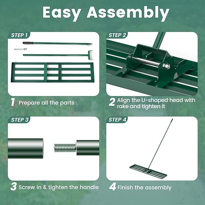 Goplus Lawn Leveling Rake, 46" x 10" Heavy Duty Level Lawn Tool w/ Ergonomic Handle for Soil