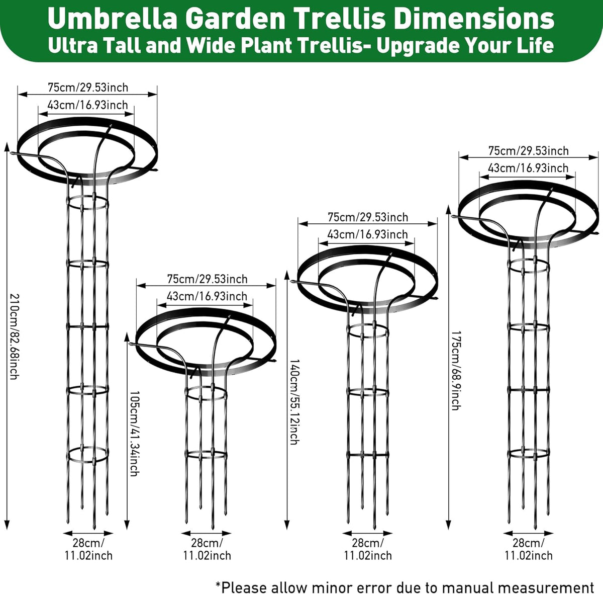 Mushroom Top Trellis for Climbing Plants Outdoor, 3.44FT Decorative Obelisk Plant Support with
