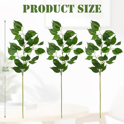 Ficus Leaves Artificial Branches 35.4" Faux Ficus Tree Branches Fake Greenery Plant Spray for Tree