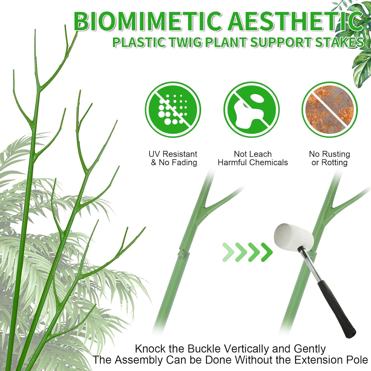 4 Pack 39.37" Detachable Twig Plant Support Stakes Set, Blends in to Plant, Branch Plant Sticks