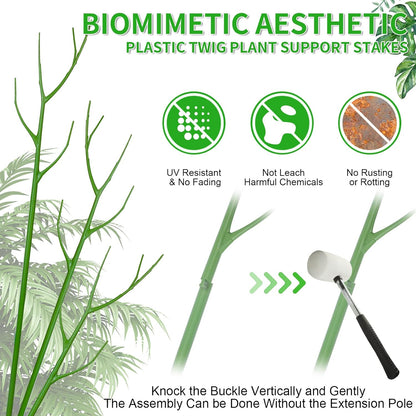 4 Pack 39.37" Detachable Twig Plant Support Stakes Set, Blends in to Plant, Branch Plant Sticks